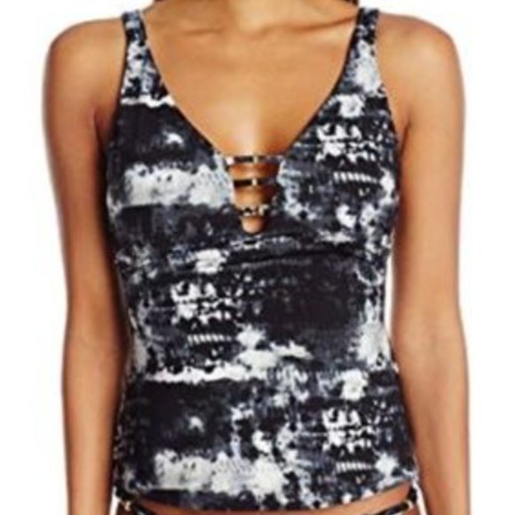 Lucky Brand Other - Lucky Brand Black White Tie Dye Tankini